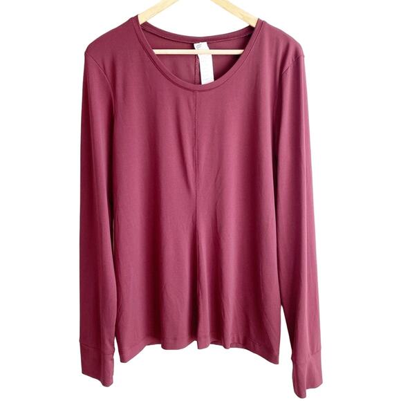 Fabletics Long Sleeve Scoop Neck Shirt XL Burgundy - Picture 1 of 10